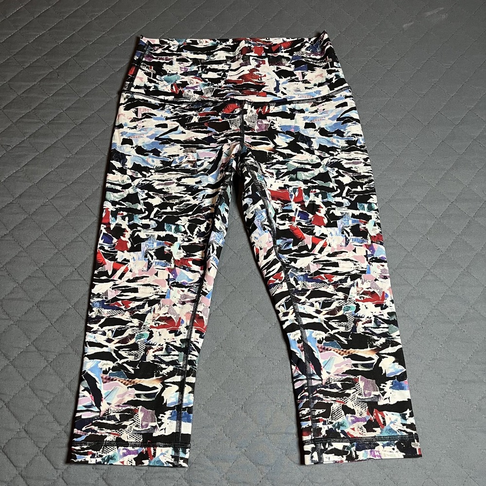 Lululemon Wunder Under High Rise Crop Leggings 17" Geometric Print Size 6